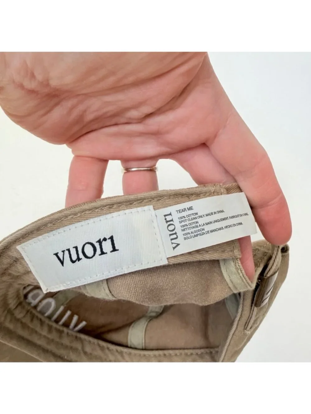 Vuori Dad Hat Beige Adjustable Strapback Baseball Cap Logo Athleisure